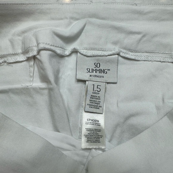 Chicos So Slimming 1.5 Brigette Crop Stretchy White Pants Pull On Elastic Waist - Picture 3 of 7